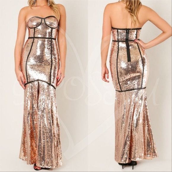 WOMENS FASHION Sequin Maxi Dress Christmas Holiday - Picture 1 of 2